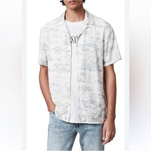 ALLSAINTS Kochang Hawaiian Print Short Sleeve Button-Up Camp Shirt Large